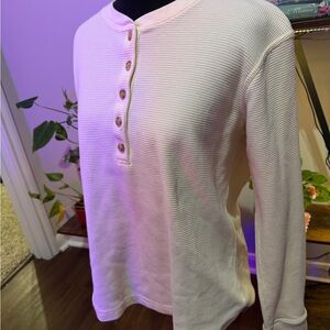 Duluth Trading Co Cream Henley Top